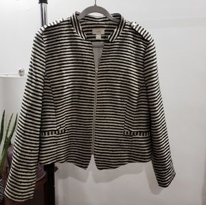 Ann Taylor LOFT Striped Zip Up Jacket Textured